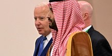 Le president americain joe biden et le prince heritier saoudien mohammed bin salman arrivent pour une reunion a djeddah, en arabie saoudite