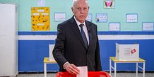Photo d'archives :  le president tunisien kais saied vote aux elections legislatives