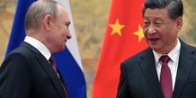 Le president russe vladmir poutine et le president chinois xi jinping a pekin