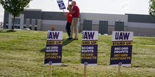 Piquet de greve de l'uaw dans le michigan, aux etats-unis