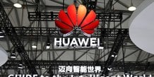 Le logo de huawei lors du mobile world congress a shanghai, en chine