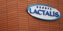 Le logo du groupe lactalis est visible sur le siege du groupe laitier francais lactalis a laval