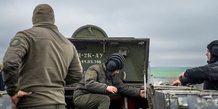 Les lignes de defense de la garde nationale ukrainienne, pres d'odessa
