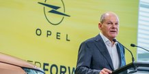 Olaf Scholz au siège d'Opel le 8 juin 2024