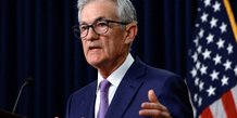 Le president de la reserve federale americaine, jerome powell, lors d'une conference de presse a washington