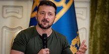 Le president ukrainien volodimir zelensky lors d'une conference de presse